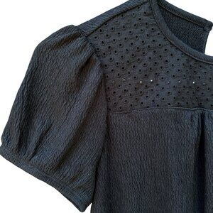 Wonder Nation® Black Eyelet Girl's Puffy Sleeve Top New